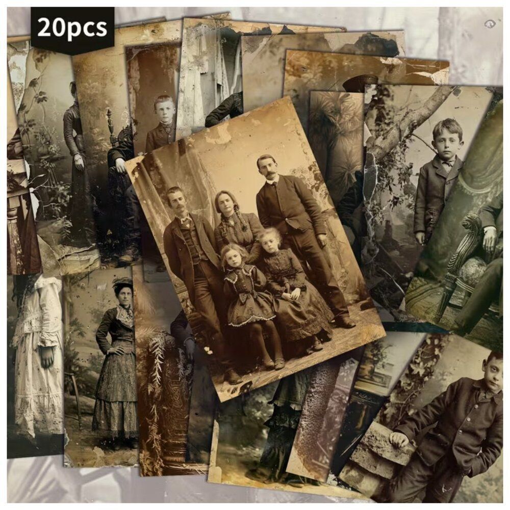 NWT Vintage Style Victorian Family Portraits Junk Journal Ephemera 20pc